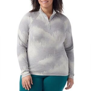 Smartwool thermal merino base layer 1/4 zip 4X plus light gray foggy pines NWT